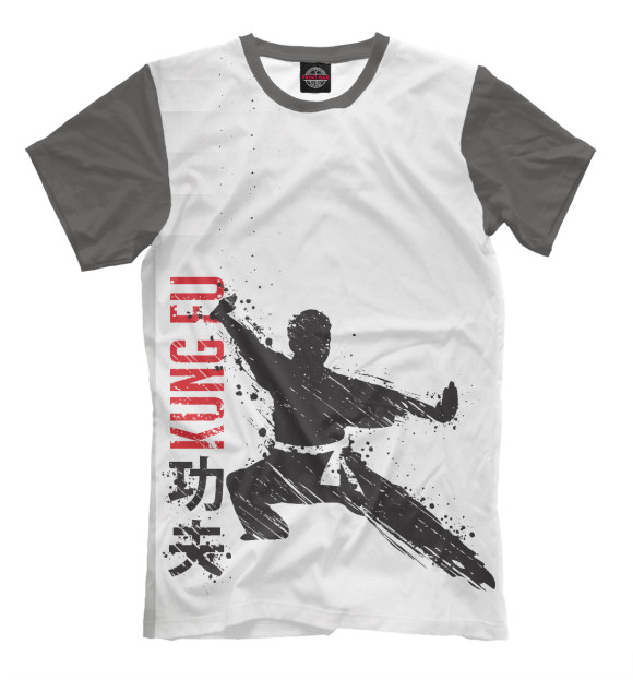 Мужская футболка с изображением Kung Fu цвета Молочно-белый