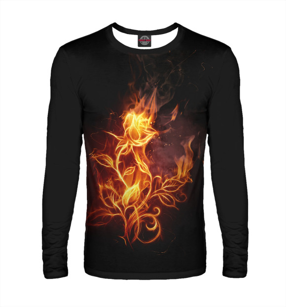 Мужской лонгслив с изображением Fire flower цвета Белый