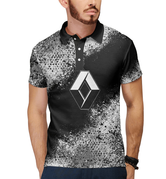 Мужское поло с притом Renault splatter цвета Белый Мужское поло с изображением Renault splatter цвета Белый