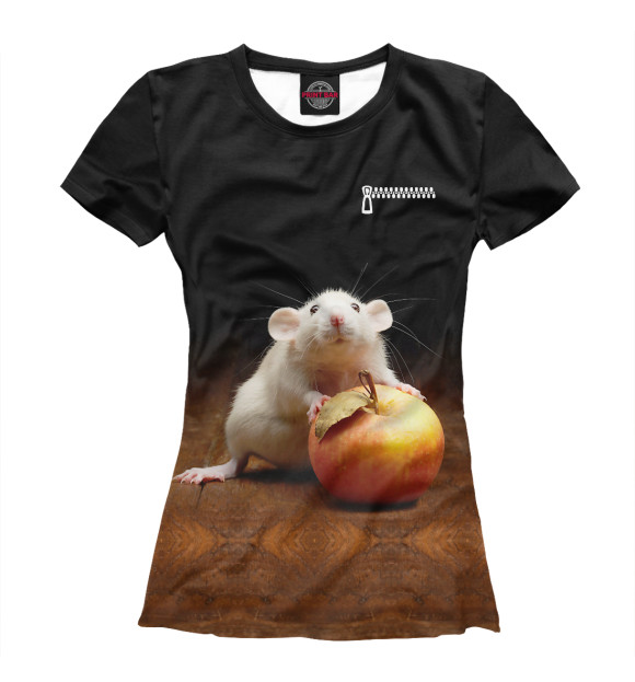 Женская футболка с изображением Белая мышка цвета Белый