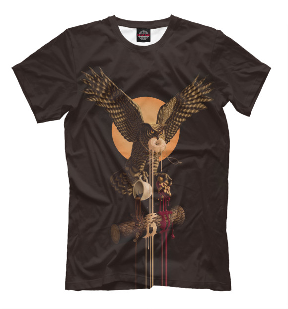 Мужская футболка с изображением Twin Peaks Owl цвета Темно-коричневый