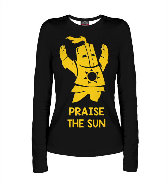 Женский лонгслив с притом Praise the sun цвета Белый Женский лонгслив с изображением Praise the sun цвета Белый
