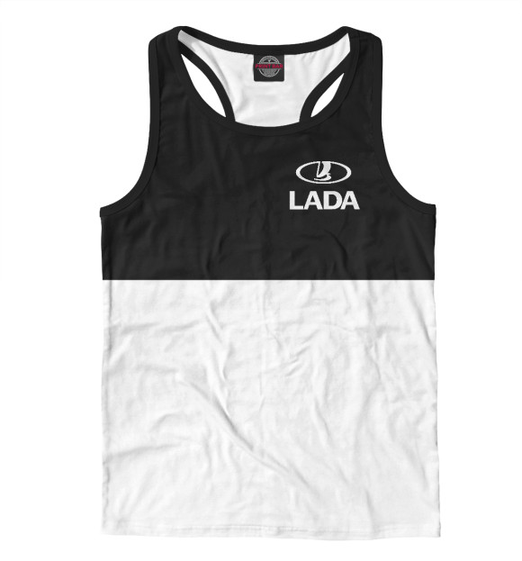 Мужская майка-борцовка с изображением Lada цвета Белый
