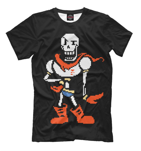 Мужская футболка с изображением Undertale Санс Скелет цвета Черный
