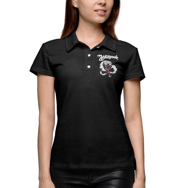 Женское поло с изображением Whitesnake цвета Белый