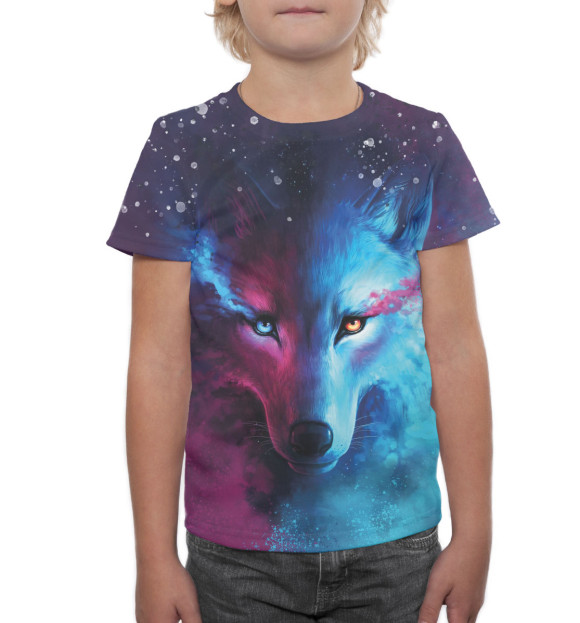 Футболка для мальчиков с изображением Волк цвета Белый