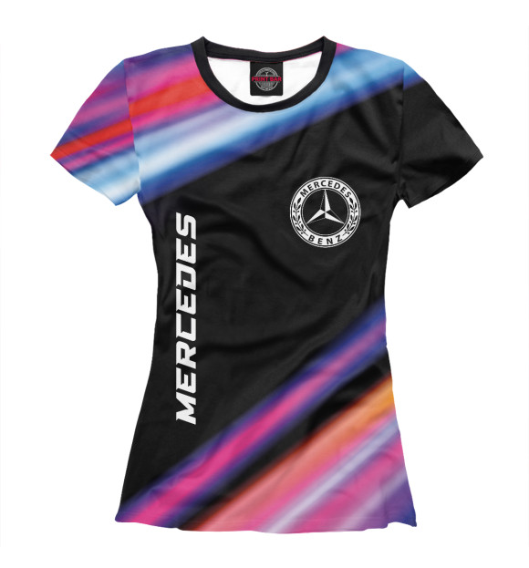 Женская футболка с изображением Mercedes Speed Lights цвета Белый