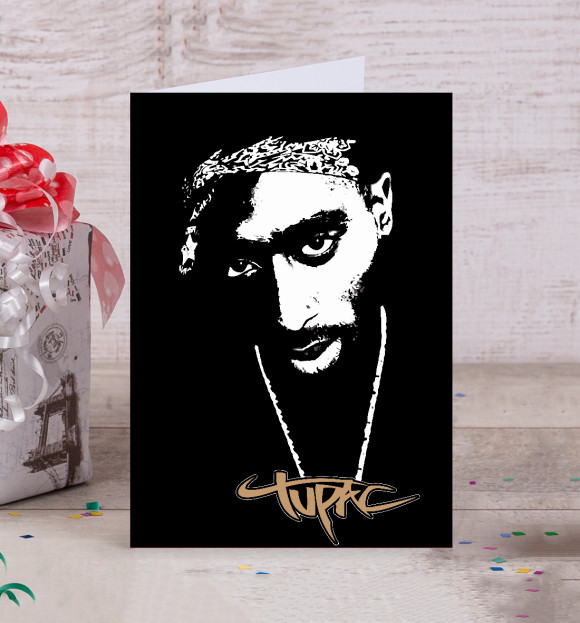 Открытка с изображением 2Pac цвета Белый