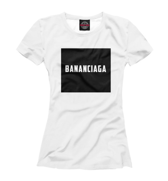 Женская футболка с изображением Bananciaga цвета Белый