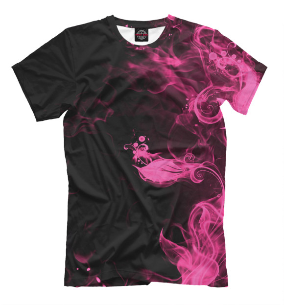 Мужская футболка с изображением Розовый огонь цвета Черный