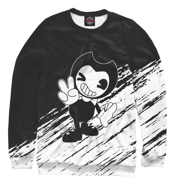 Мужской свитшот с изображением Bendy and the ink machine цвета Белый
