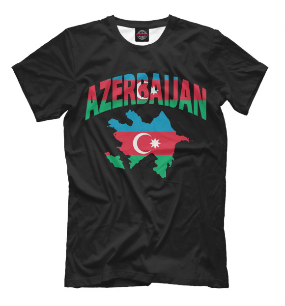 Мужская футболка с изображением Азербайджан цвета Черный