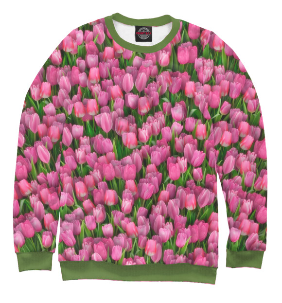 Свитшот для мальчиков с изображением Розовые тюльпаны цвета Белый