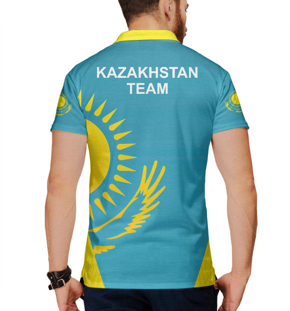 Мужское поло с изображением Казахстан цвета Р‘РµР»С‹Р№