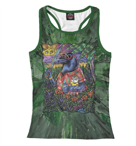 Женская майка-борцовка с изображением Ворон спасает котенка цвета Белый