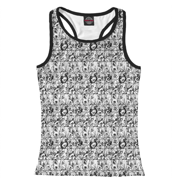 Женская майка-борцовка с изображением Ahegao | Ахэгао цвета Белый