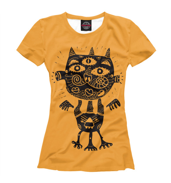 Футболка для девочек с изображением Кот Психоделический цвета Белый