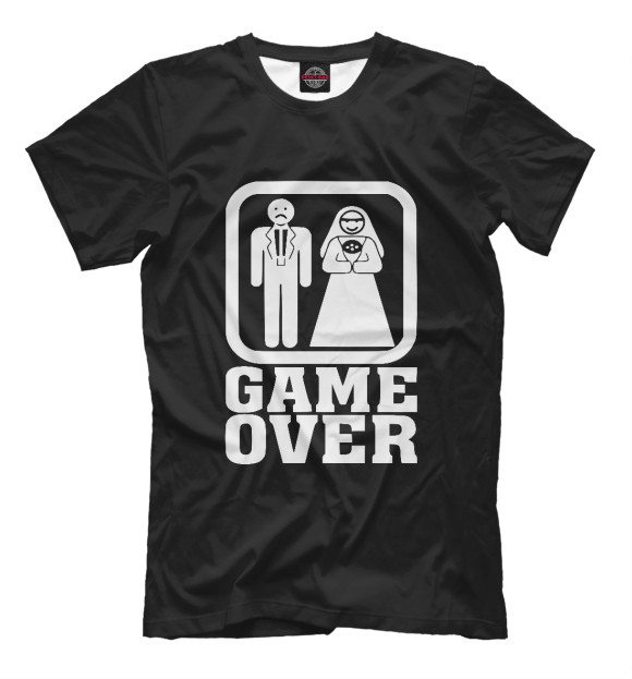 Мужская футболка с изображением GAME OVER цвета Черный