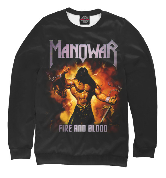 Мужской свитшот с изображением Manowar цвета Белый