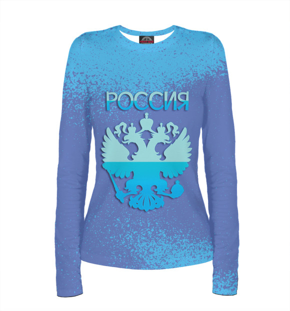 Женский лонгслив с изображением Россия цвета Белый