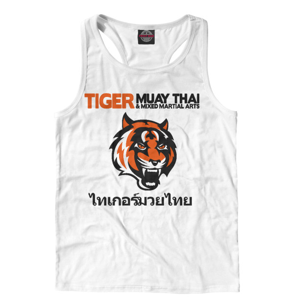 Мужская майка-борцовка с изображением Tiger muay thai цвета Белый