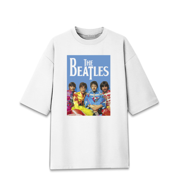 Мужская футболка оверсайз с изображением The Beatles цвета Белый