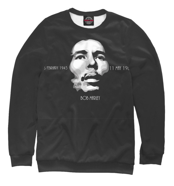 Мужской свитшот с изображением Bob Marley date цвета Белый