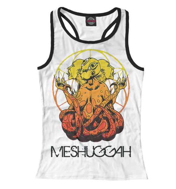 Женская майка-борцовка с притом Meshuggah цвета Белый Женская майка-борцовка с изображением Meshuggah цвета Белый