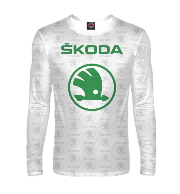 Мужской лонгслив с изображением Skoda цвета Белый
