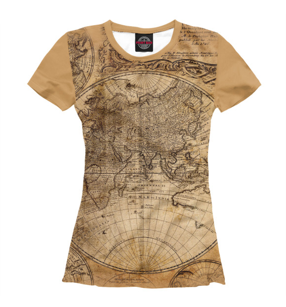 Женская футболка с изображением Карта цвета Белый