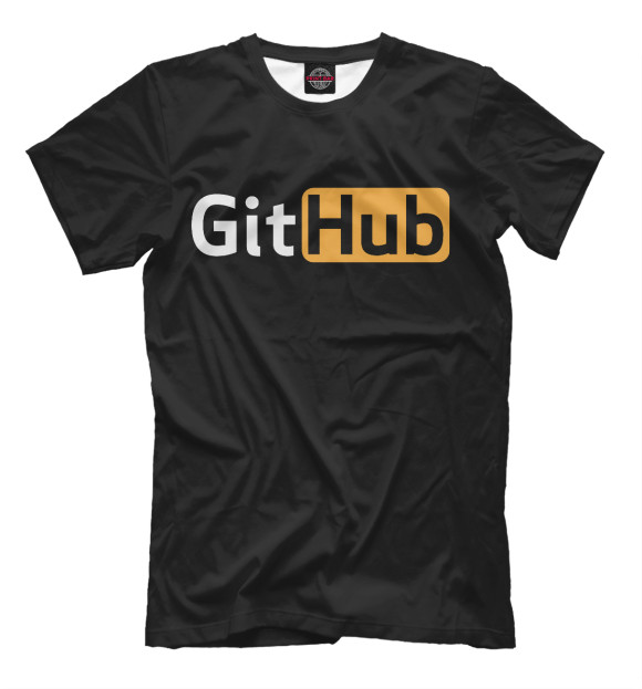Мужская футболка с изображением GitHub в стиле Pornhub для веб-разработчиков цвета Белый
