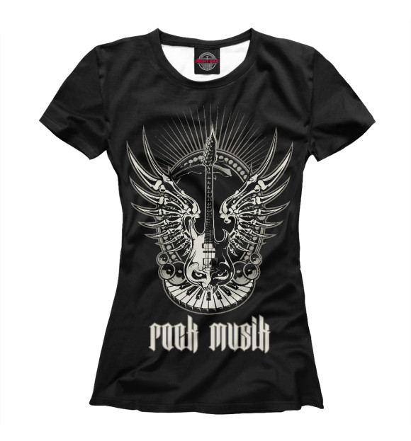Женская футболка с изображением ROCK MUSIK цвета Белый