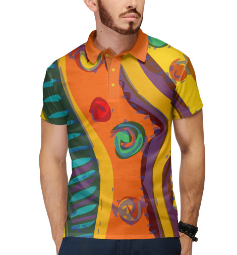 

Поло Print Bar, Белый, African orange