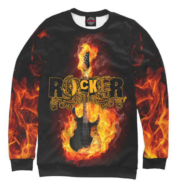 Свитшот для мальчиков с изображением Fire Guitar Rocker цвета Белый
