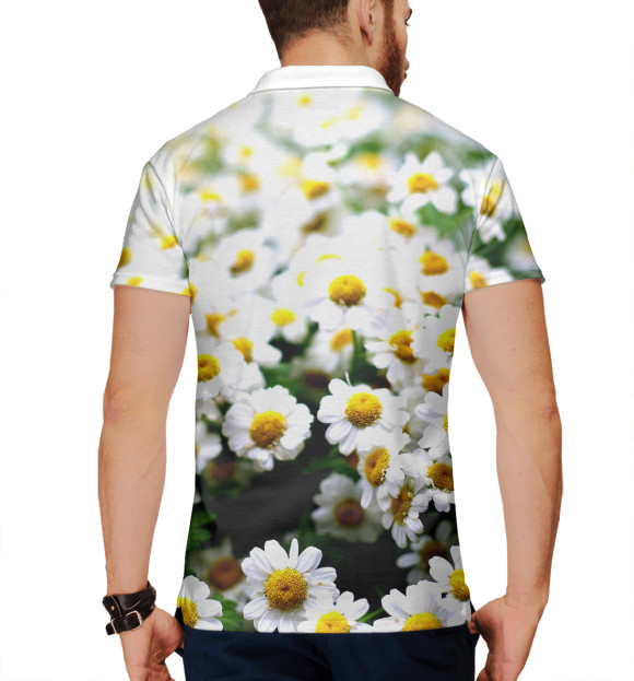 Мужское поло с изображением Цветок ромашки цвета Белый