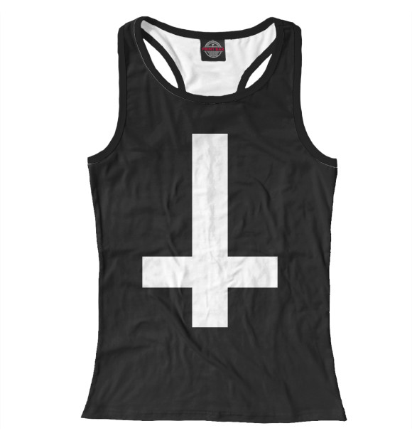 Женская майка-борцовка с изображением Перевёрнутый крест цвета Белый