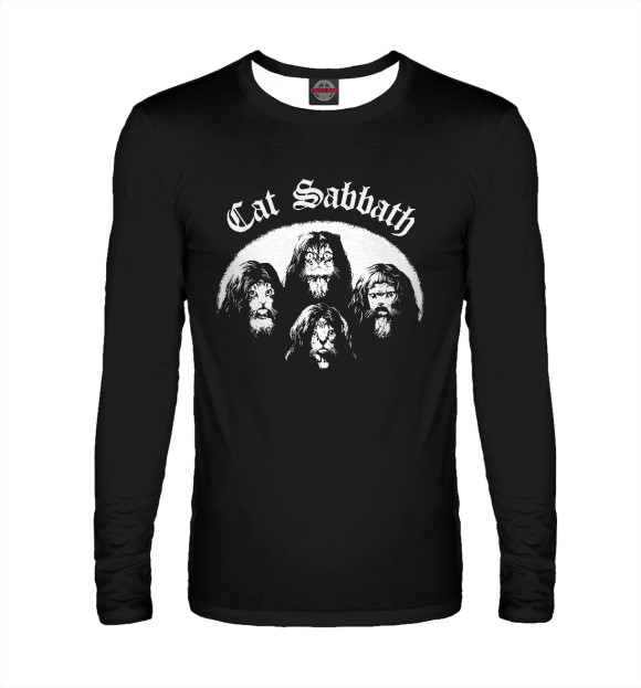 Мужской лонгслив с изображением Cat Sabbath цвета Белый