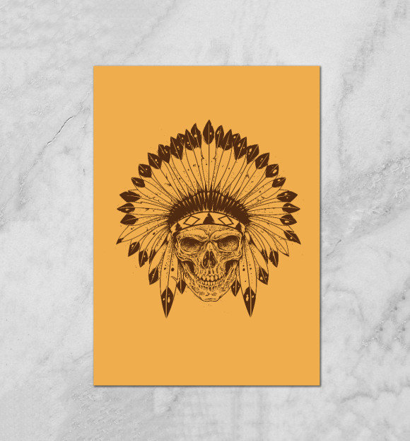 Плакат с изображением Indian Skull 2 цвета Белый
