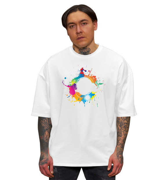Мужская футболка оверсайз с изображением Color цвета Белый
