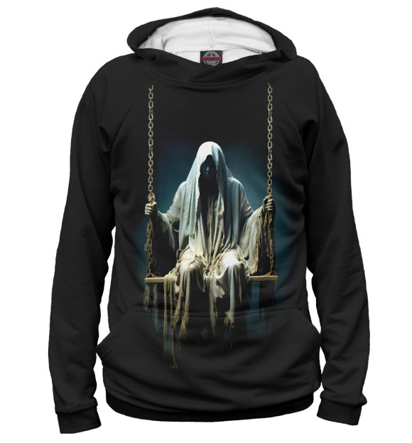 Мужское худи с изображением Призрак на качелях цвета Белый