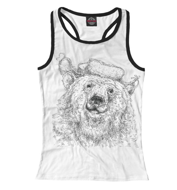 Женская майка-борцовка с изображением Зимний медведь цвета Белый