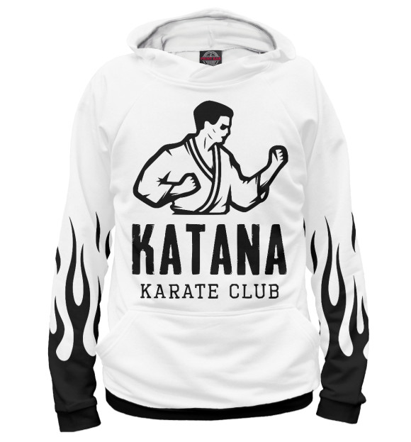 Мужское худи с изображением Karate club цвета Белый
