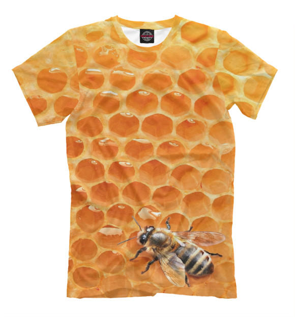 Мужская футболка с изображением Пчёлки цвета Молочно-белый