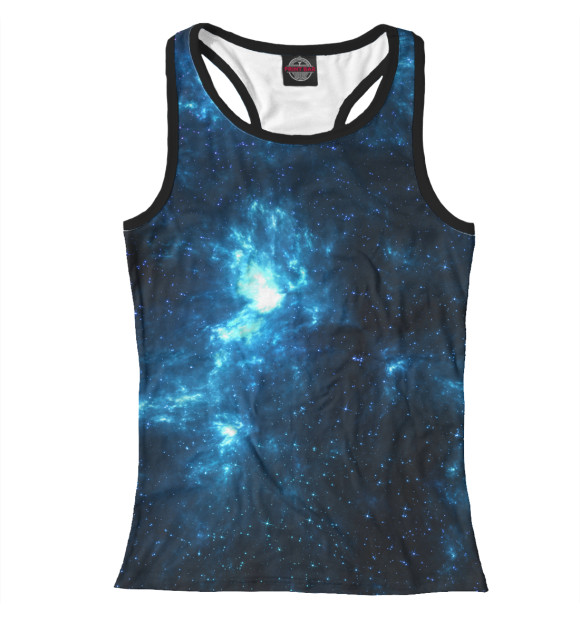 Женская майка-борцовка с изображением Синий космос цвета Белый