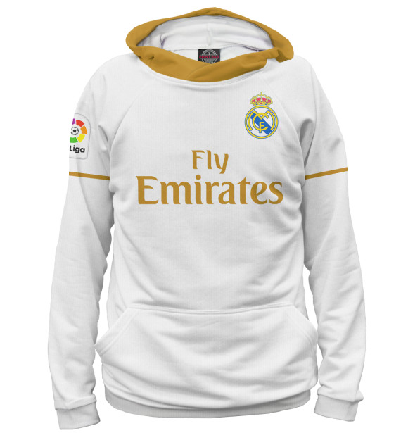 Женское худи с изображением Азар Реал Мадрид форма домашняя 19/20 цвета Белый
