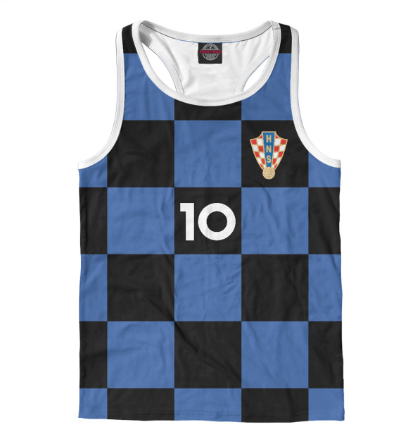Мужская майка-борцовка с изображением Сборная Хорватии-Модрич 10 цвета Белый