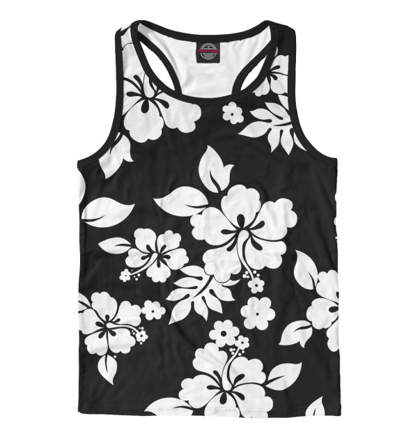 Мужская майка-борцовка с изображением Гавайский принт цвета Белый