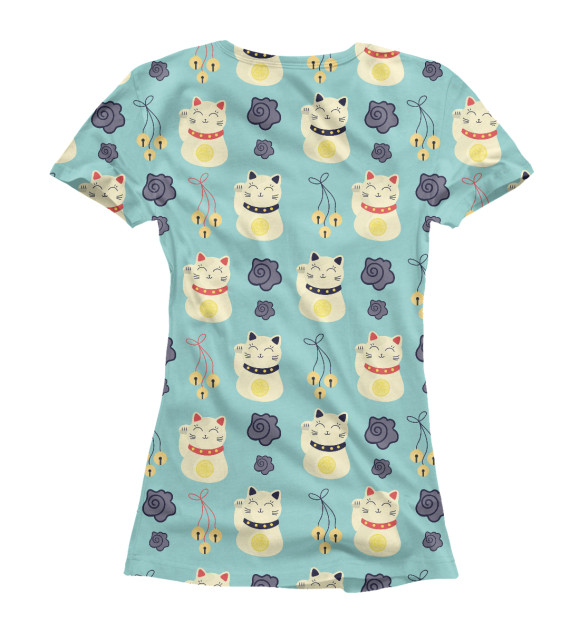 Футболка для девочек с изображением Японские кошки счастья цвета Белый