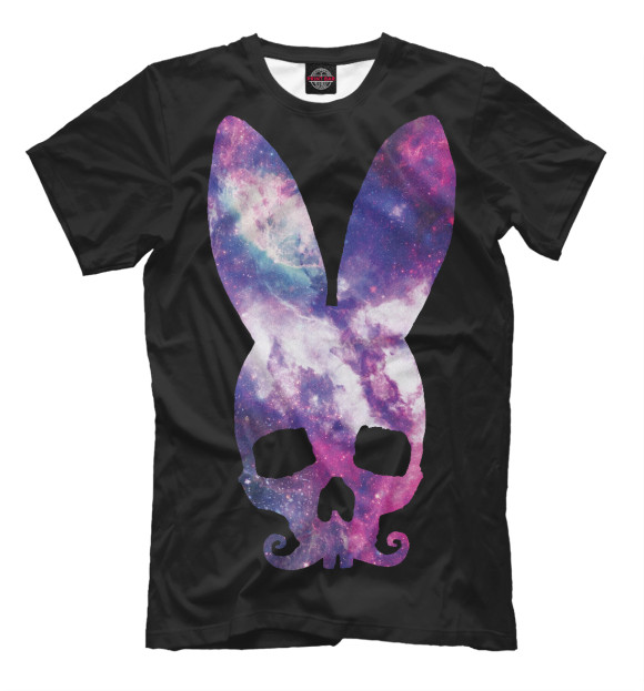 Мужская футболка с изображением Кролик цвета Черный