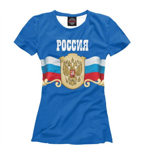 Женская футболка с изображением Флаг России цвета Белый